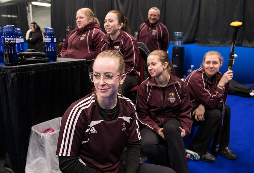 Although the final didn't go their way, the Griffins had plenty to smile about after posting the best-ever result by a MacEwan women's curling team at a national championship (CCAA photo).