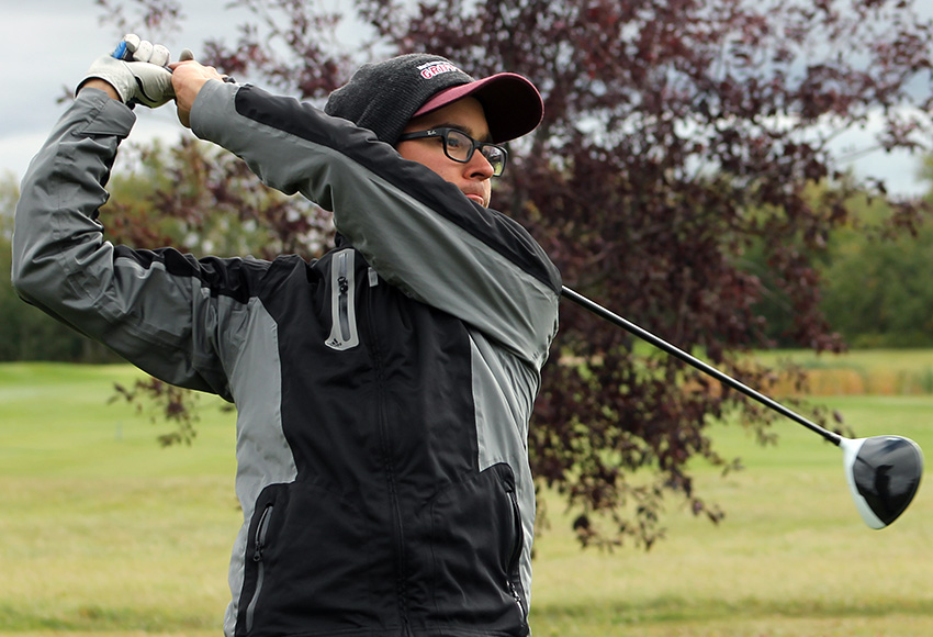 Justin Berget, seen during a 2018 round, led the Griffins with a 2-under 70 on the opening day of the ACAC North Regional Saturday at Red Tail Landing GC.
