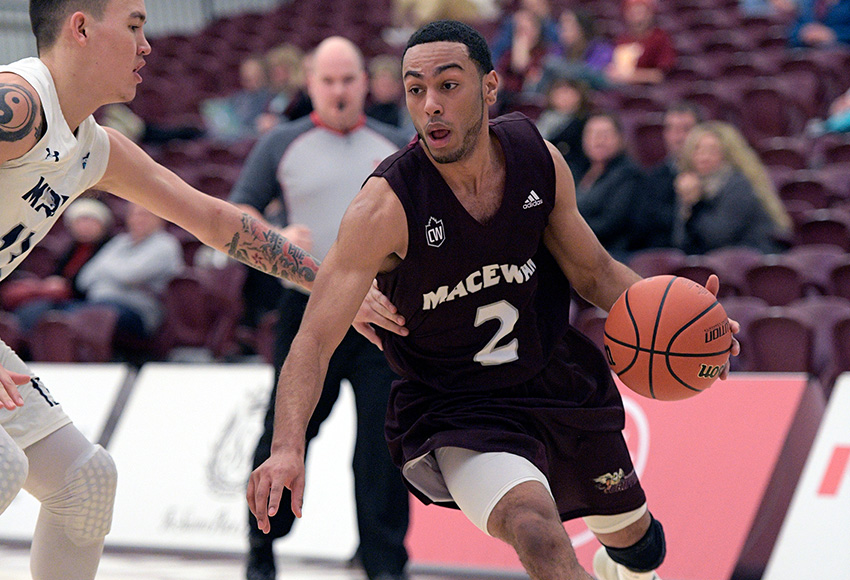 Deonte Doslov-Doctor was one of five MacEwan Griffins in double-digits for points, scoring 15 on Saturday (Chris Piggott photo).
