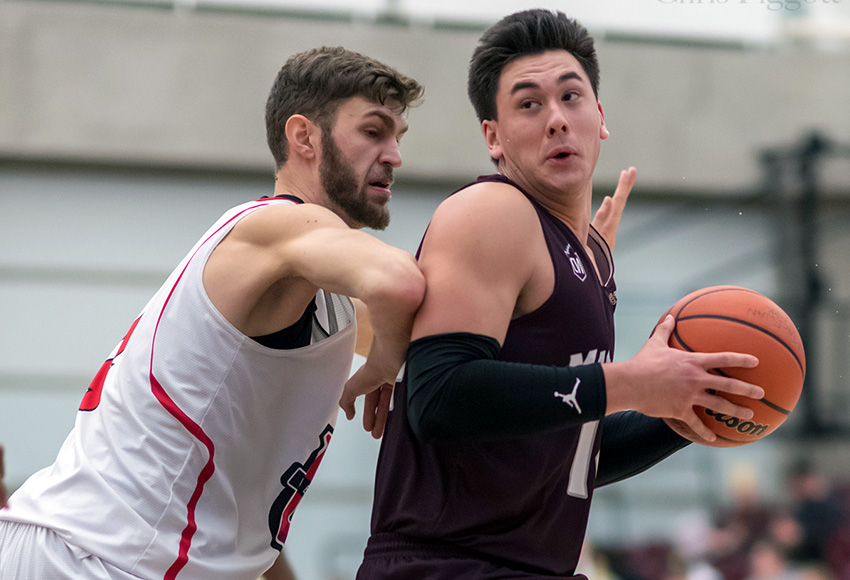 Alex Jap, seen in action during a game last season, posted the first double double of his university career on Saturday night (Chris Piggott photo).