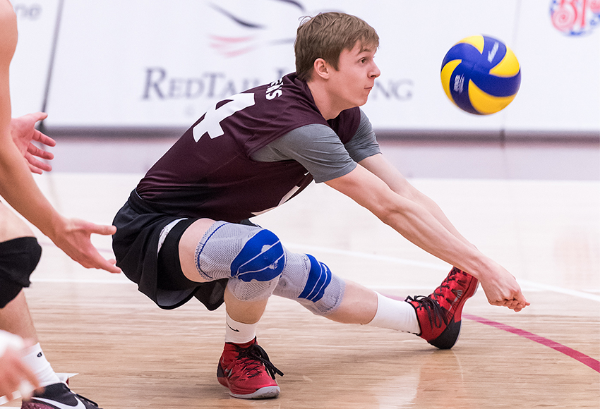 Second-year outside hitter Lucas Kristan is among the players returning for the Griffins men's volleyball team this season. They hit the court for a preseason tournament at Edmonton's Saville Centre this weekend (Chris Piggott photo).