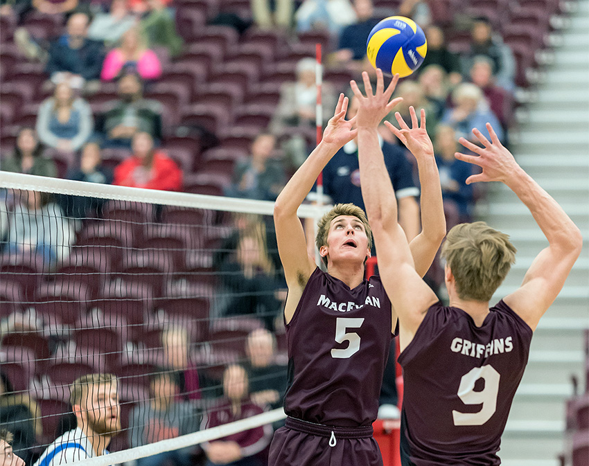 Griffins freshman setter Caleb Weiss will lead his squad against another young team this weekend when they travel to play the Manitoba Bisons (Chris Piggott photo).