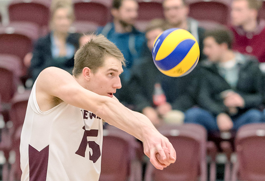 As a rookie, Ryan Zachary led the Griffins with 207 kills. On Tuesday, he was named as one of seven players to the Canada West All-Rookie team (Chris Piggott photo).
