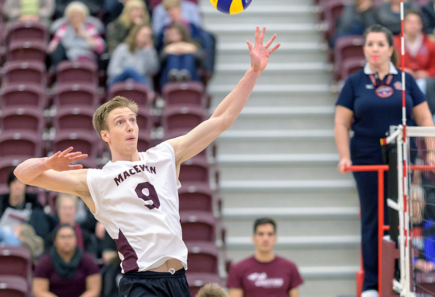 Max Vriend and his MacEwan men's volleyball teammates are off to Europe next week for a preseason trip that includes matches against four pro club teams (Chris Piggott photo).