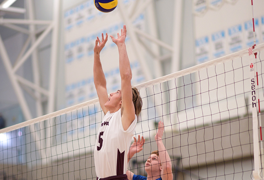 Griffins setter Caleb Weiss had 54 assists against Manitoba on Saturday, tying for the third-most in a match in MacEwan's Canada West history (Chris Piggott photo).