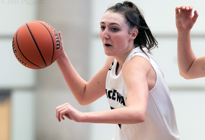 Mackenzie Farmer led the Griffins with 14 points in a 69-54 win over the Mount Royal University Cougars on Saturday (Chris Piggott photo).