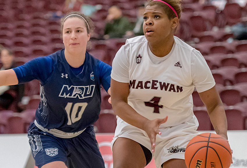 Kristen Monfort-Palomino and the Griffins women's basketball team will close out their preseason slate this weekend at the 50th annual Naismith Classic in Waterloo, Ont. They'll meet Waterloo and Laurier before finishing up against Canada West opponent MRU (Chris Piggott photo).