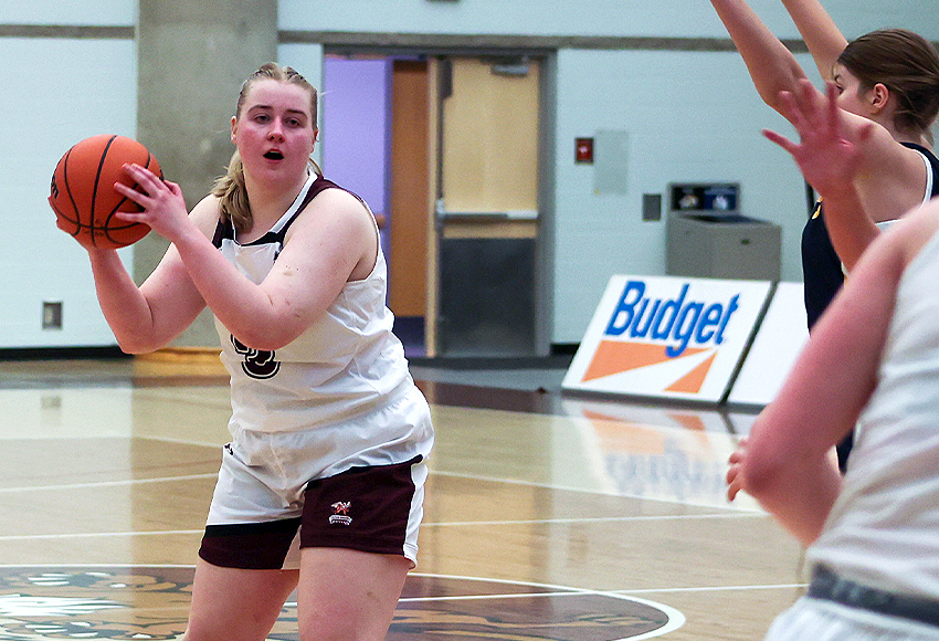Makenzie Reeve, seen in action last month at MacEwan, led the Griffins with 17 points on 5-for-5 shooting from beyond the arc - one of the best three-point performances in program history (Jefferson Hagen photo).