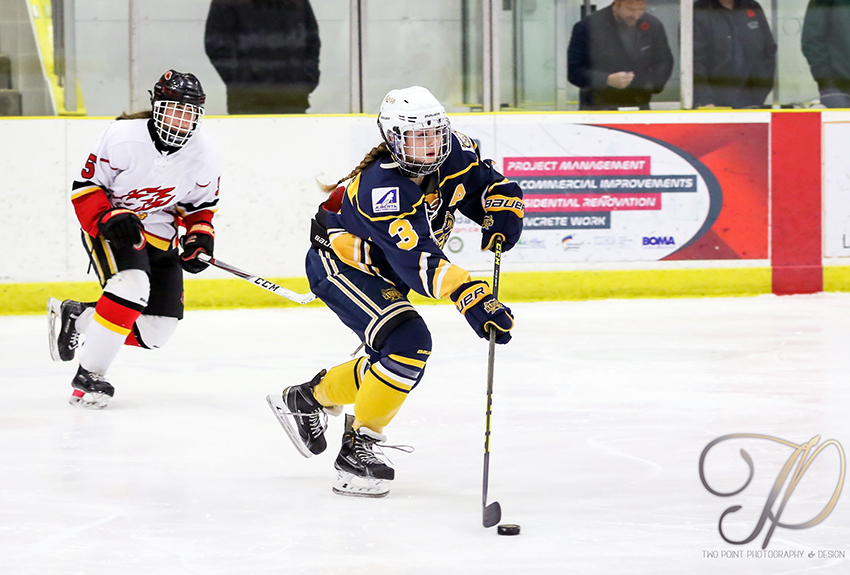Shyla Kirwer was a big reason for the St. Albert Slash's success (two-straight national championships) and will join a Griffins team coming off two-straight ACAC Championships (Two Point Photography photo).