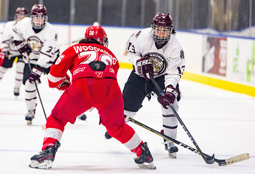 Chantal Ricker and the MacEwan Griffins beat SAIT 5-1 in Calgary on Saturday night to complete a weekend sweep of the Trojans (Joel Kingston Photography).