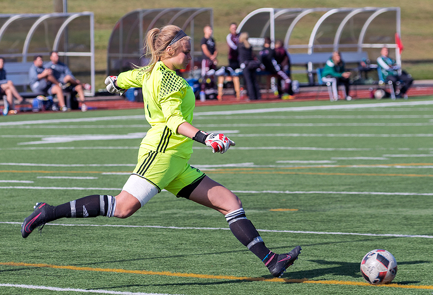 Emily Burns returns for her third season with the Griffins after a super summer of leading Calgary's Foothills FC women's team in their inaugural season in the United Women's Soccer League (Chris Piggott photo).