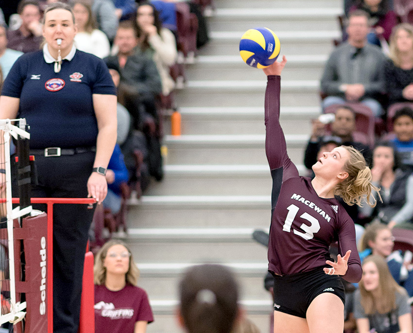 Cassidy Kinsella has the second-most career kills in the history of Canada West women's volleyball competition as she heads into the final two matches of her career (Chris Piggott photo).