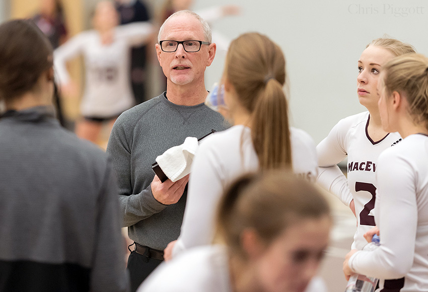 MacEwan women's volleyball head coach Ken Briggs and his troops will head to Vancouver for matches against UBC on Friday and Saturday (Chris Piggott photo).