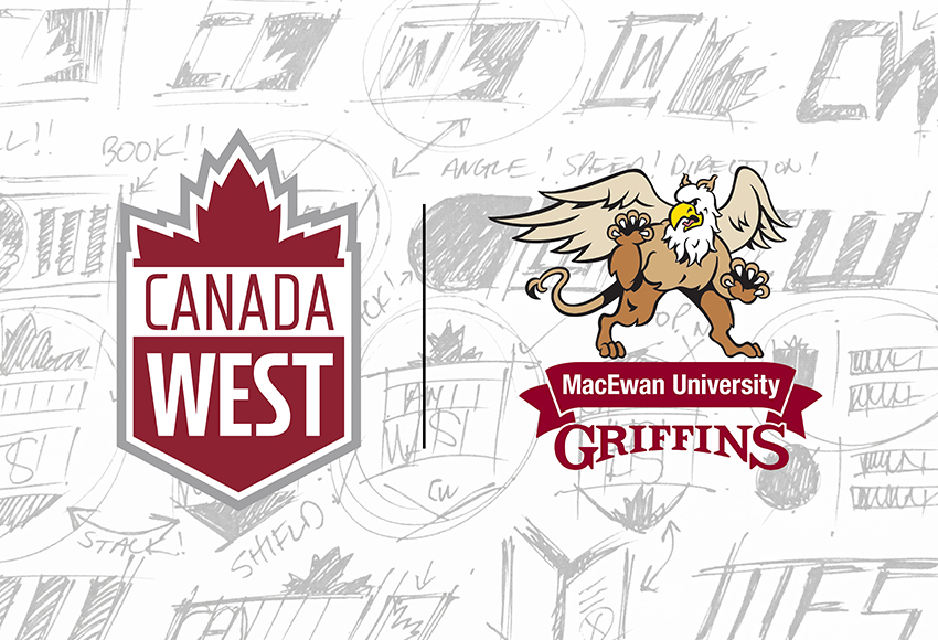 The new Canada West logo has been customized in each member institution's colours. Above is MacEwan's version of the logo.