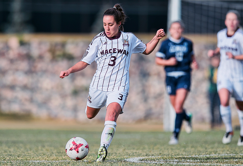 Brittany Costa scored the decisive goal in MacEwan's playoff win over Mount Royal University on the weekend and was also a big reason why they beat Alberta in Sunday's Canada West quarter-final (Don Voaklander photo).