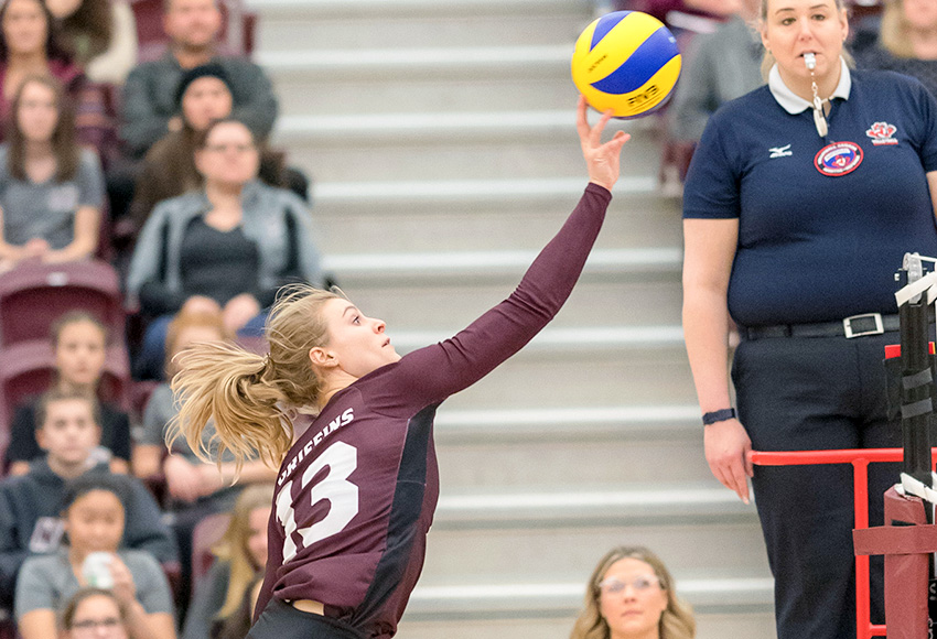 Cassidy Kinsella led the Griffins with 38 kills in eight sets of action against Calgary over the weekend (Chris Piggott photo).