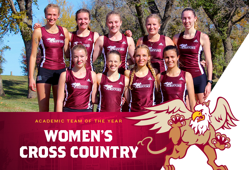The Griffins women's cross country team won the 2019-20 Academic Team of the Year award after posting an impressive combined Team GPA of 3.497 (Linda Miller photo).