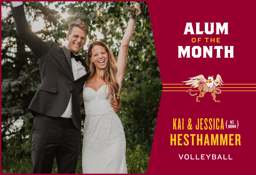 Kai Hesthammer, left, and Jessica Brown were married in July after first meeting each other as members of the MacEwan Griffins volleyball teams (photo courtesy of the Hesthammers).