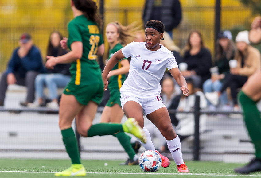 Grace Mwasalla finished off an electric rookie campaign with eight points after two in MacEwan's regular season finale on Sunday (Robert Antoniuk photo).