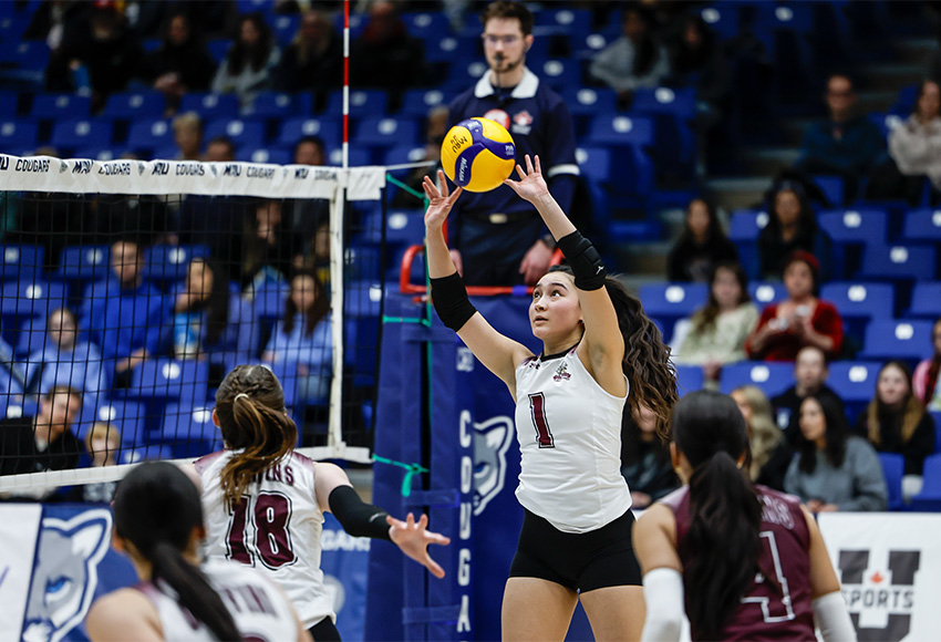 Payton Shimoda enters the weekend only 25 assists shy of the program's career record of 2,010, set by Claire McLoughlin from 2015-18 (MRU Athletics photo).