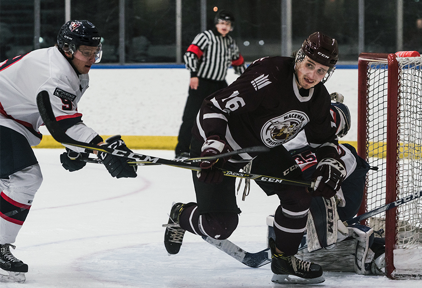 Ryan Baskerville, seen competing against Portage last weekend, and the rest of the Griffins suffered a 3-0 loss at NAIT on Friday night (Matthew Jacula photo).