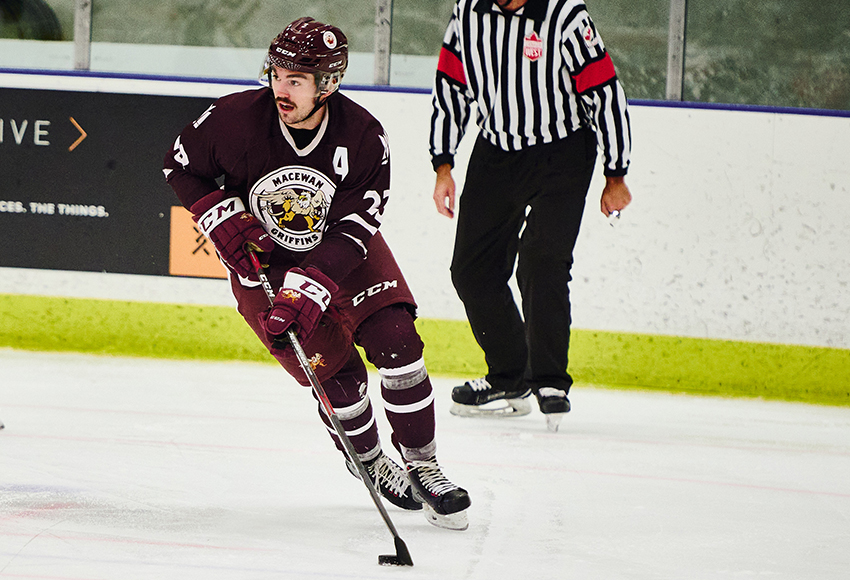 Kole Gable wore an 'A' for MacEwan last season when they visited Regina, but will have a 'C' on his jersey this weekend when the Griffins kick off the season vs. the Cougars (U of Regina photo).