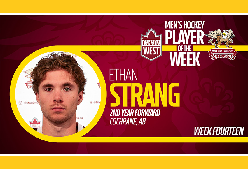 Strang makes history as first Griffins hockey player to win POW honours twice in same season