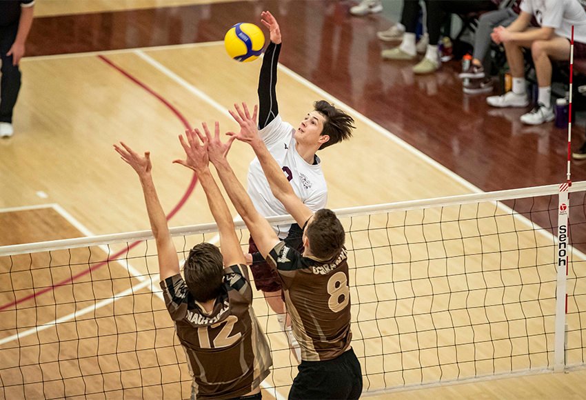 Mitch Gorman led the Griffins with 11 kills in a straight-sets defeat on Saturday afternoon (Eduardo Perez photo).