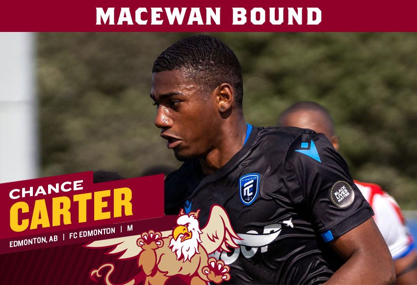 Chance Carter, who has six games of professional experience with FC Edmonton, will bring a steady, calming presence to MacEwan's midfield (Courtesy, FC Edmonton).