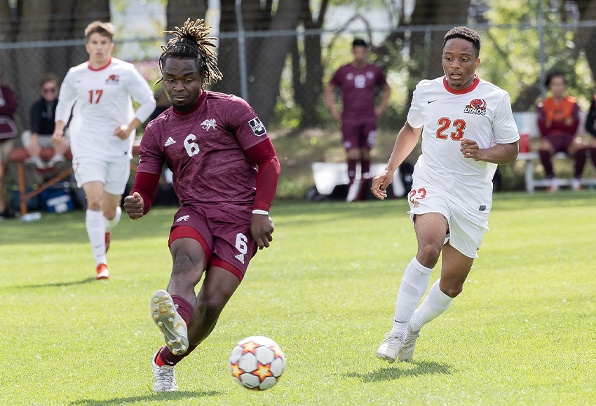 Abass (Tobie) Ajibade scored the game-tying goal for the Griffins in the 83rd minute on Sunday, heading home a Stefan Gajic corner kick (Rebecca Chelmick photo).