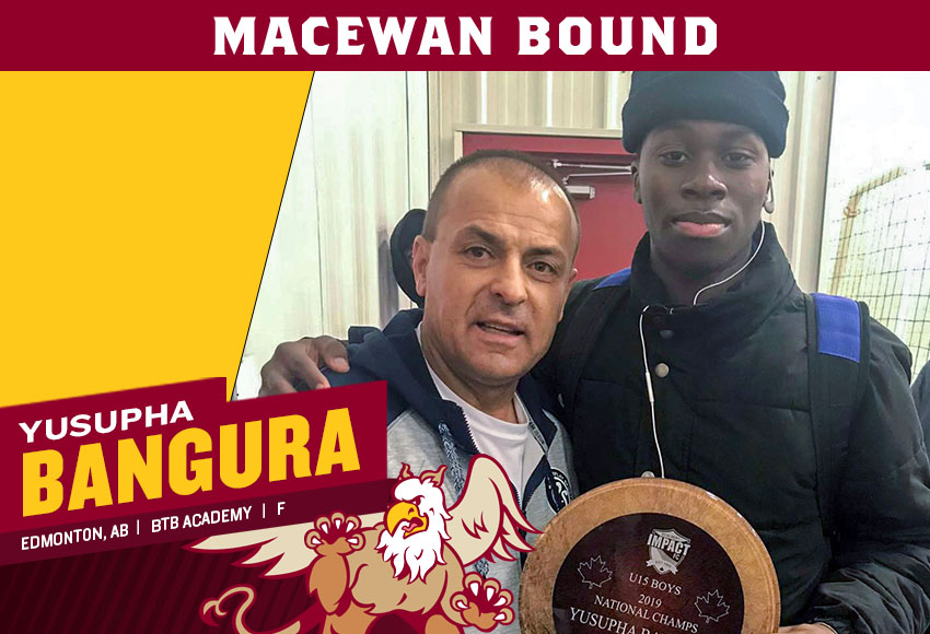 Yusupha Bangura will add talent to the Griffins' forward group for the 2022 Canada West season.