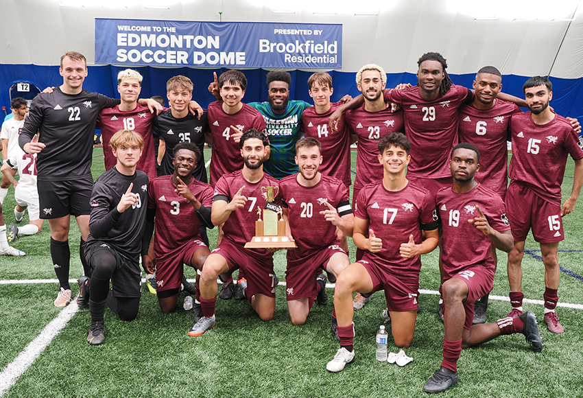 Team Maroon won the inaugural Dano Day Cup in 2023. The 2024 intra-squad match is set for Saturday at Edmonton Scottish, 2 p.m. (Norman Bo photo).