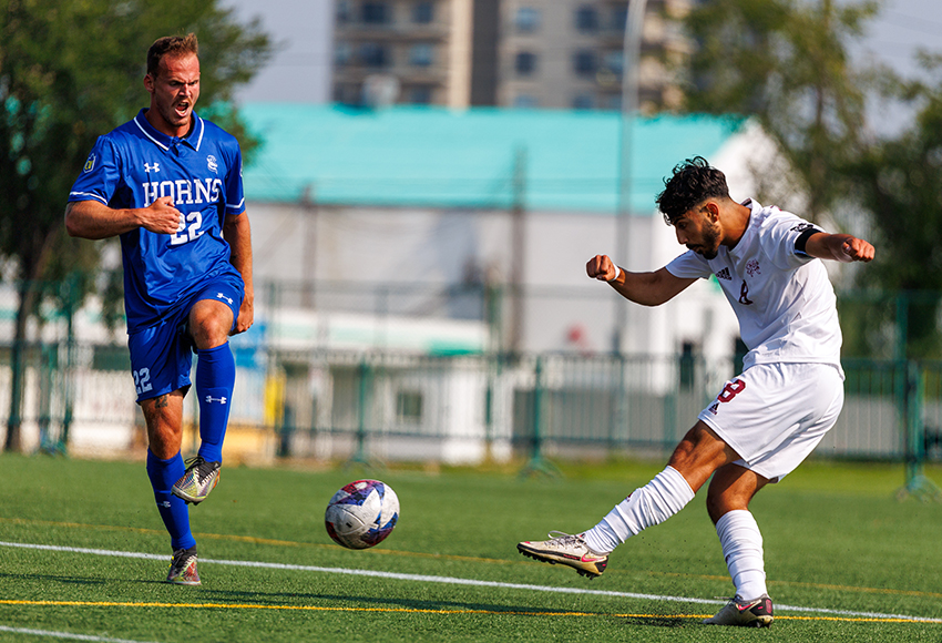 Ali Yildiz and the Griffins men's soccer team kick off the 2024 season on Friday at the Lethbridge Pronghorns (Joel Kingston photo).
