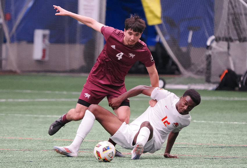 Lucio Rivera and the Griffins are coming off a home loss to Calgary last Sunday. They visit Thompson Rivers and UNBC this weekend looking for their first win of the 2024 season (Norman Bo photo).