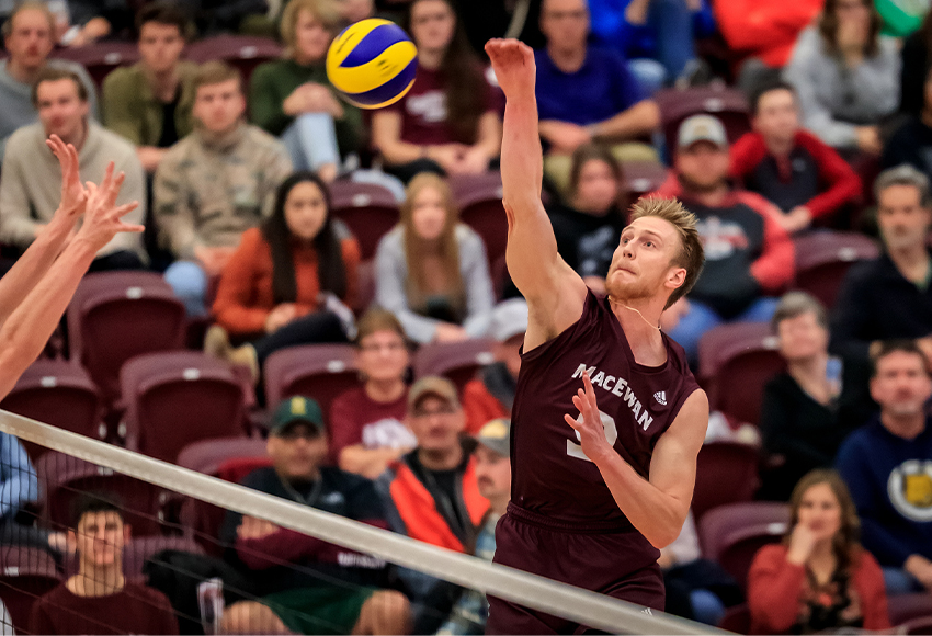 Max Vriend is second in Canada West with 226 kills this season, which represents 39.6 per cent of the Griffins' overall production - the highest of any player in the conference (Robert Antoniuk photo).