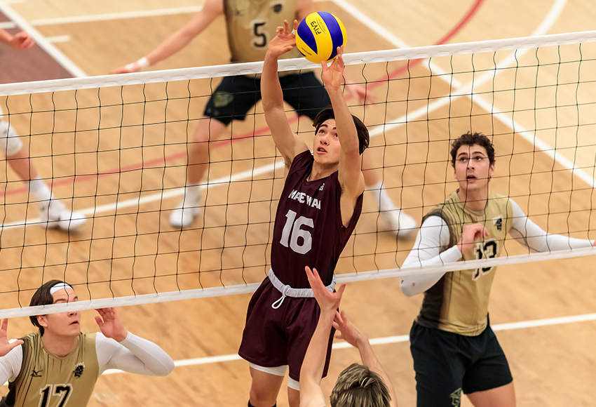 Thomas Watchman had 52 assists in a match against Manitoba earlier this season - tying the fifth-most in a Canada West match by a Griffins setter in program history (Robert Antoniuk photo).