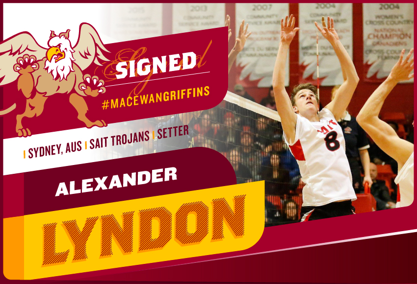 Setter Alex Lyndon joins the Griffins after transferring from the ACAC's SAIT Trojans. He also brings experience with the Australian junior national team and has potential to play key minutes for MacEwan (photo supplied).