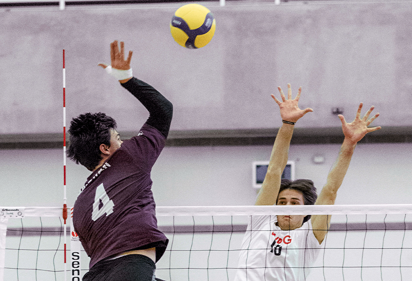 Jarod Inia and the Griffins ran into possibly the best defensive team in the country on Friday, falling 3-0 to U SPORTS No. 3 Winnipeg (Gavin Clarke photo).