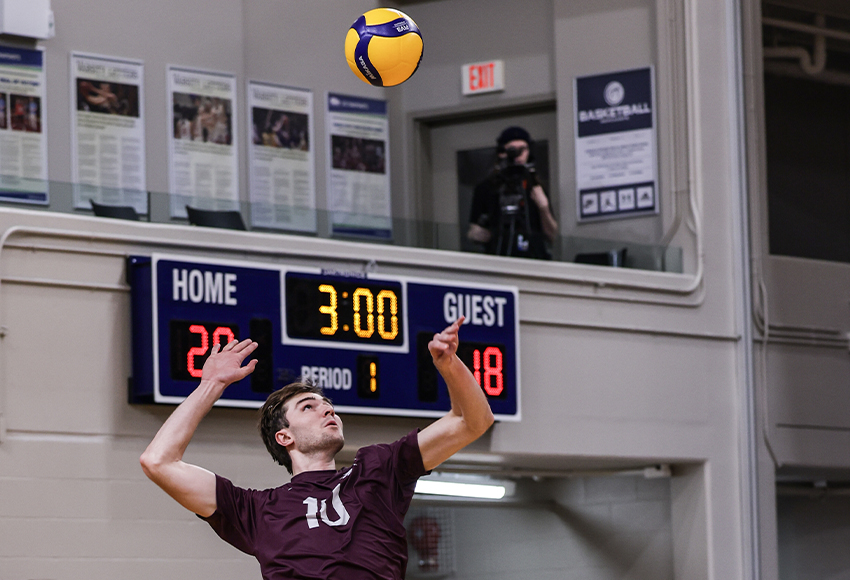 After visiting Trinity Western last season, Seth Birkholz and the Griffins will host the Spartans Oct. 18-19 to open the 2024-25 campaign (Mark Janzen photo).