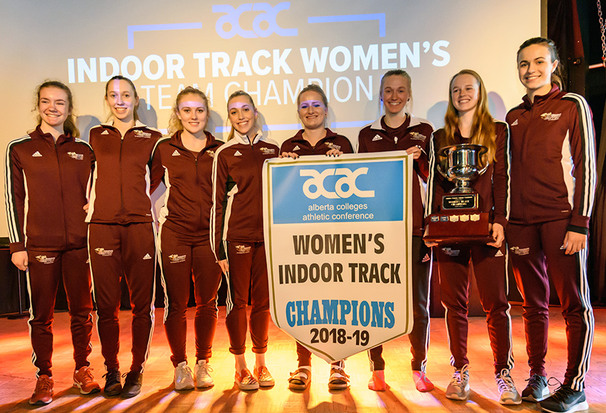 The MacEwan Griffins captured their fourth-straight ACAC women's indoor track championship on Saturday (SAIT photo).