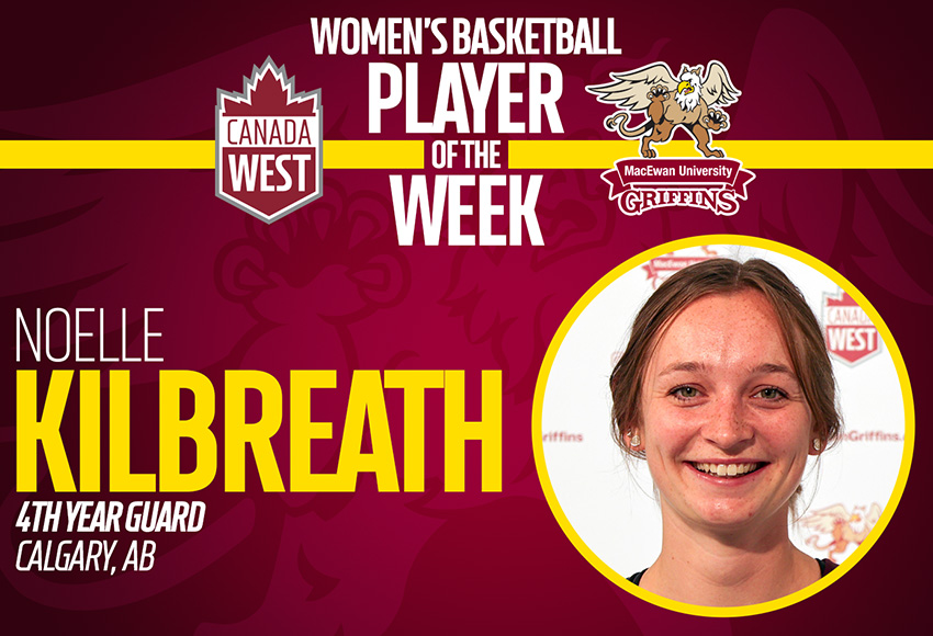 Kilbreath becomes first Griffins player to win Canada West women's basketball player of the week award