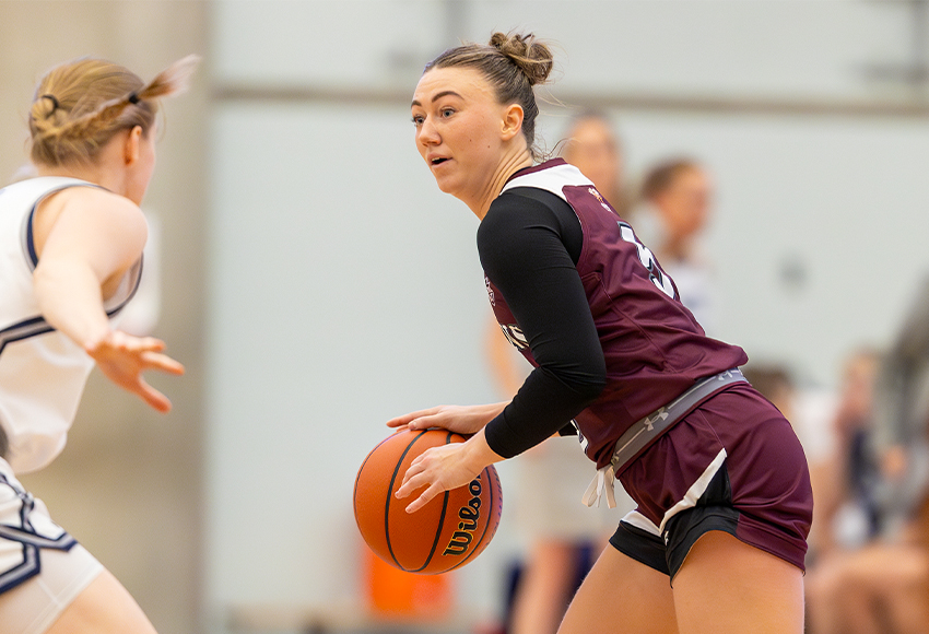 A veteran of two different ACAC stops, Celine Quigley impressed during the Griffins' open tryouts and earned a spot on the team. Ever since, she's carved out an essential role, impacting the game in multiple ways (Robert Antoniuk photo).