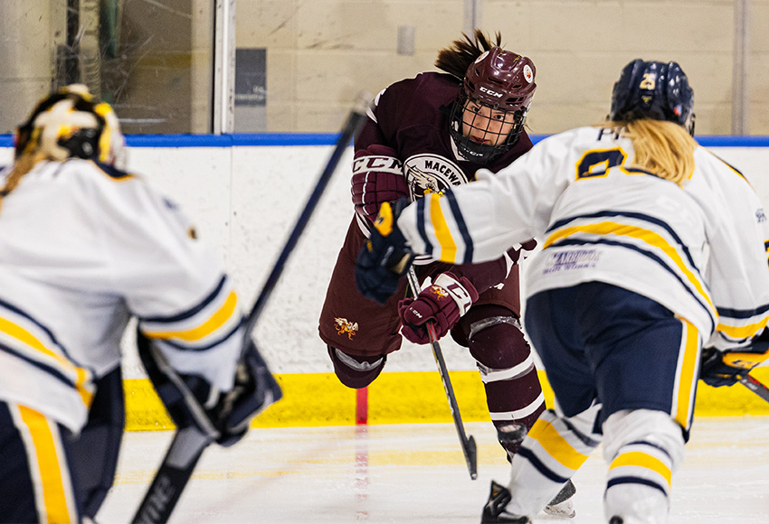 Makenna Schuttler and the Griffins are coming off a weekend where they took three of a possible four points against Trinity Western (Joel Kingston photo).