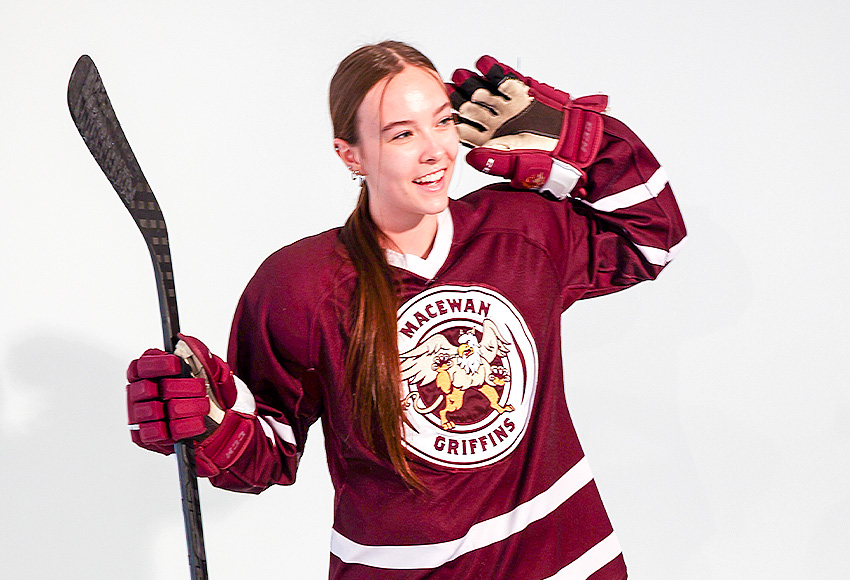 Allee Isley, posing on the team's media day in August, is leading the Griffins in scoring (Jefferson Hagen photo).