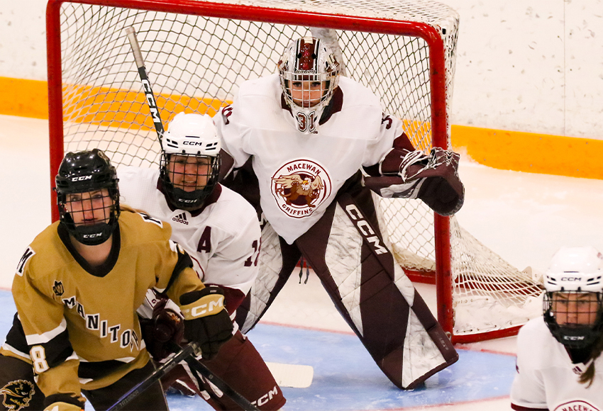 Brianna Sank had a .953 save percentage in the game as she gave the Griffins a chance in a contest they were outshot 43-17 in (Dave Mahussier photo).