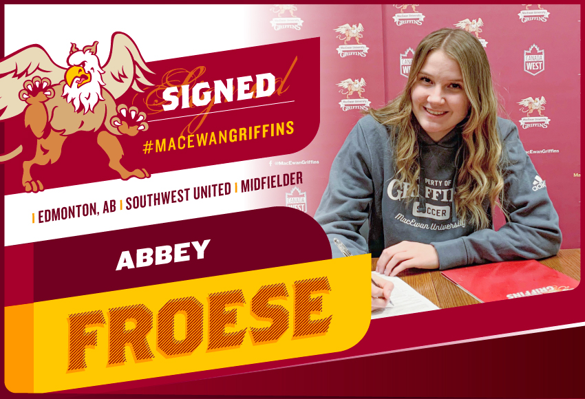 Strong defensive midfielder Abbey Froese will be joining the Griffins women's soccer team in 2021.