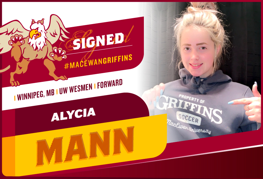 University of Winnipeg transfer Alycia Mann figures to add to the vaunted attack of the MacEwan women's soccer team when she joins the Griffins for the 2021 Canada West season.