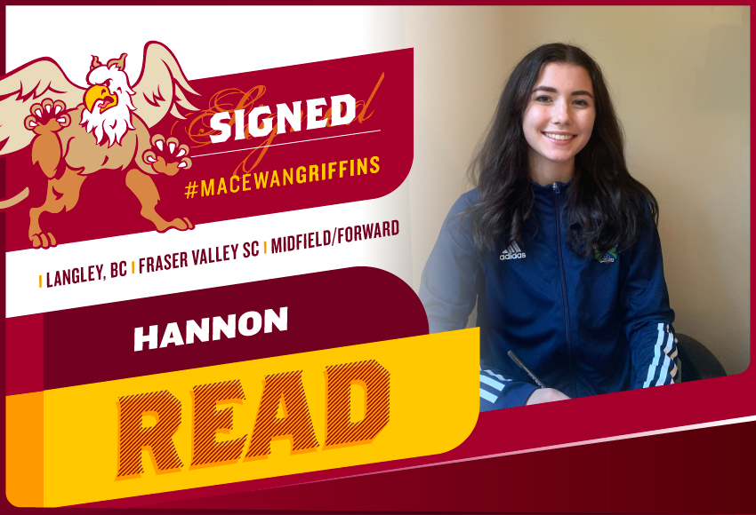 B.C. provincial program member Hannon Read of the Fraser Valley Soccer Club will join the Griffins for the 2021 Canada West women's soccer season.