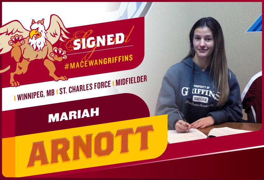 Talented midfielder Mariah Arnott will join three other Winnipeg products on the Griffins roster in 2021.