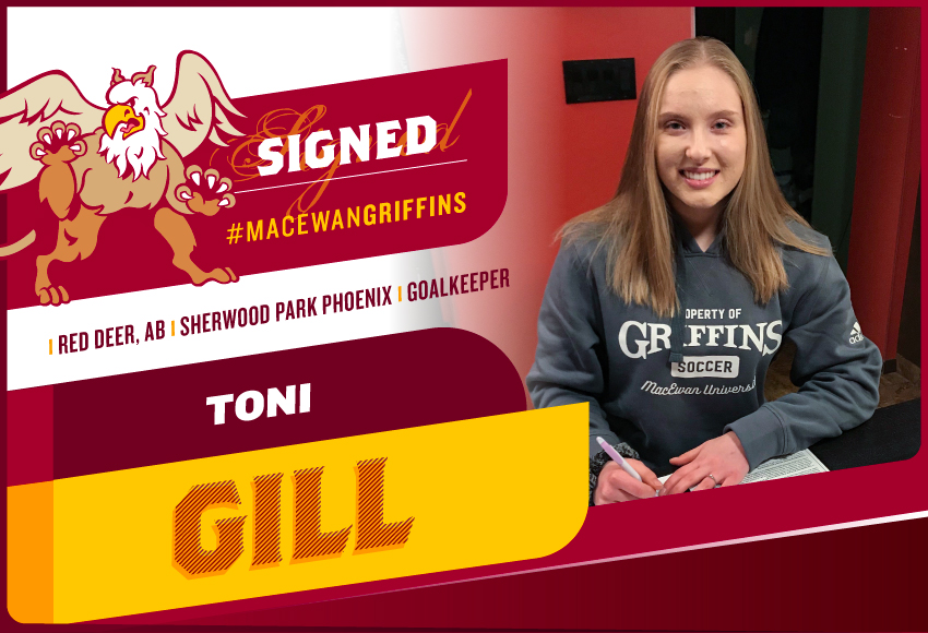 Toni Gill, regularly commuting from Red Deer to play for the Sherwood Park Phoenix and Alberta REX, has been rewarded for her efforts by committing to the powerhouse MacEwan Griffins women's soccer program for the 2021 Canada West season.